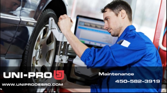 Garage UNI-PRO Atelier de mécanique Desro Inc. vente de pneus, entretien de transmission, changement d'huile, entretien complet